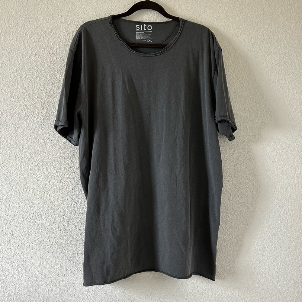 Sito 100% Organic Cotton Gray Raw Hem Men Shirt Sz XXL